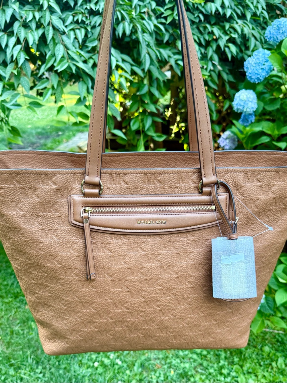 Michael Kors brown Leather Logo-Embossed Tote
